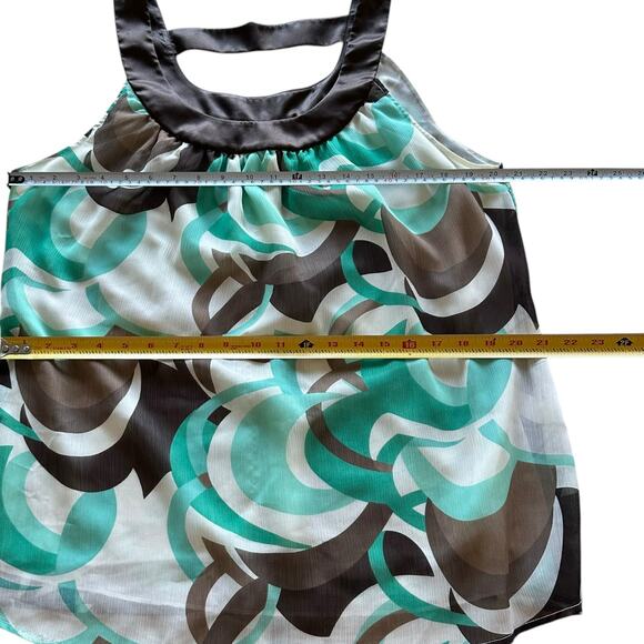 Womens Top Size 18 Teal Cream Brown Geometric Workwear Professional Career - Picture 3 of 8